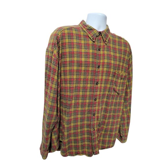 Wilderness Flannel Shirt Men's L Vintage Button Down Red Yellow Plaid Long Sleev - Picture 4 of 15